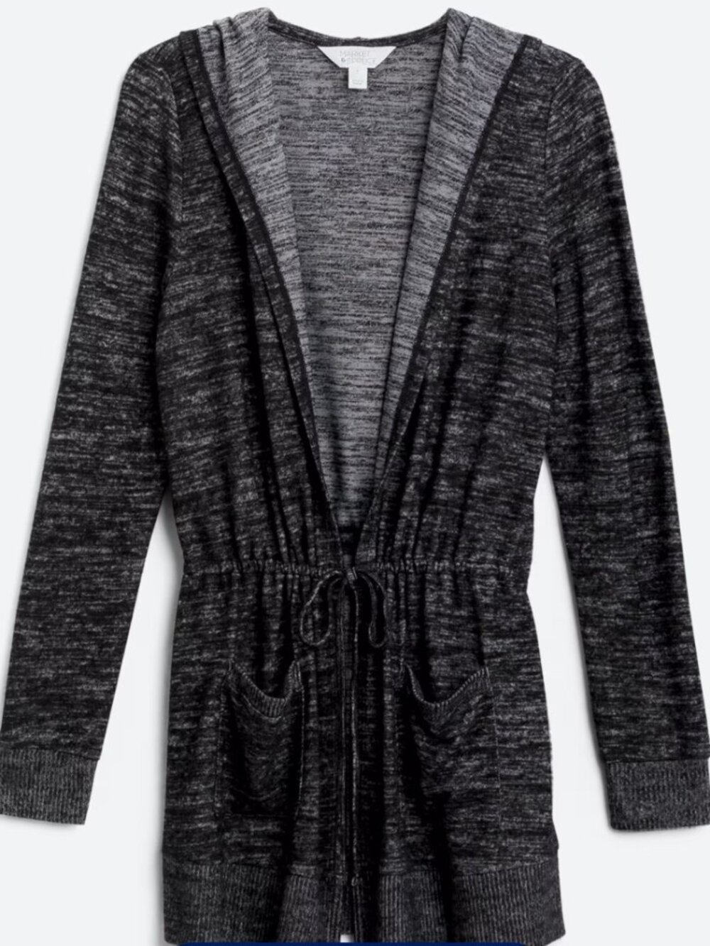 Regina Rib Trim Drawstring Waist Hooded Cardigan